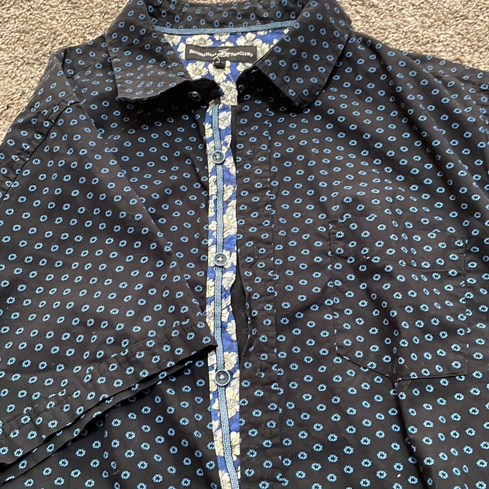 Beverly Hills button down shirt Mens XL‎ blue floral down front short sleeve